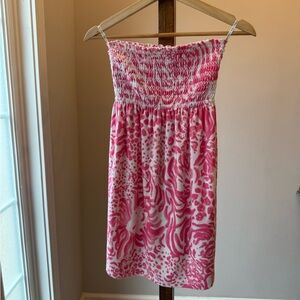 Lilly Pulitzer Pink and White Smocked Dress
